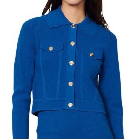 Sold ❌Sandro | Fancy Stitch Knitted Cardigan | L I Blue - Picture 11 of 16